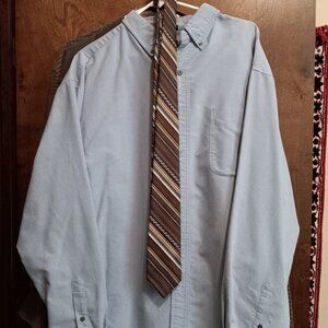 Men's Faded Glory XL 46-48 Stain release dress shirt with a Tie!